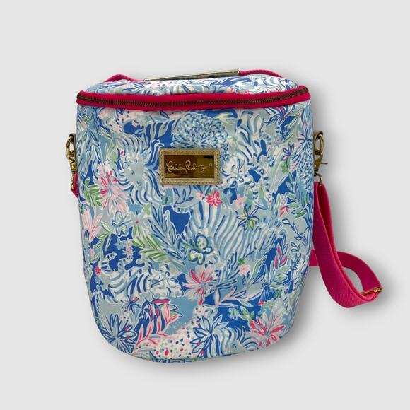 Lilly Pulitzer Blue Tropical Floral Print Insulated Cooler Bag - Picture 1 of 7